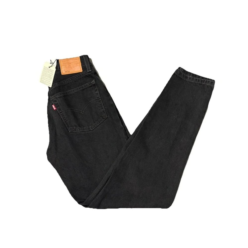 Levi's Premium Women 501 '81 Tapered Leg High Rise Button Fly Jeans Black  24X31